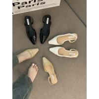 Bolso de tacón bajo sandalias de cabeza de las mujeres francés suave noche desnudo cabeza puntiaguda pequeño estilo fragante señora tacón grueso temperamento vacío zapatos individuales - details 11