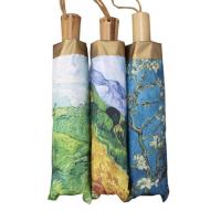 Paraguas automático con pintura al óleo de Van Gogh, accesorio pequeño de vinilo fresco, plegable, resistente al viento y al sol - details 8