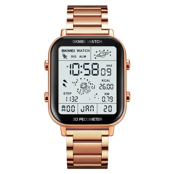 SKMEI-reloj Digital deportivo para hombre, cronómetro con contador de pasos, cálculo de calorías, Cuenta atrás, calendario - 1
