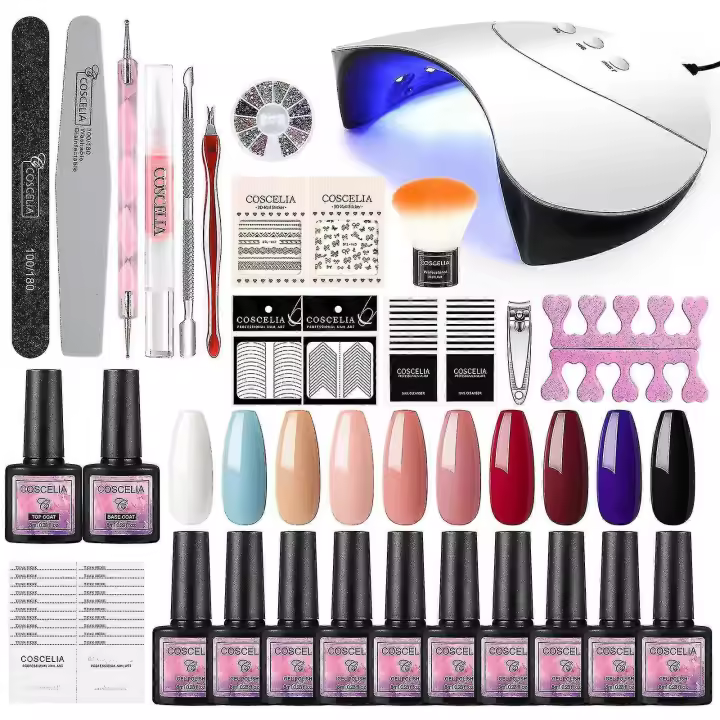 Kit de Esmalte de Uñas de Gel con Lámpara UV 10 Colores Herramienta de Manicura - 1