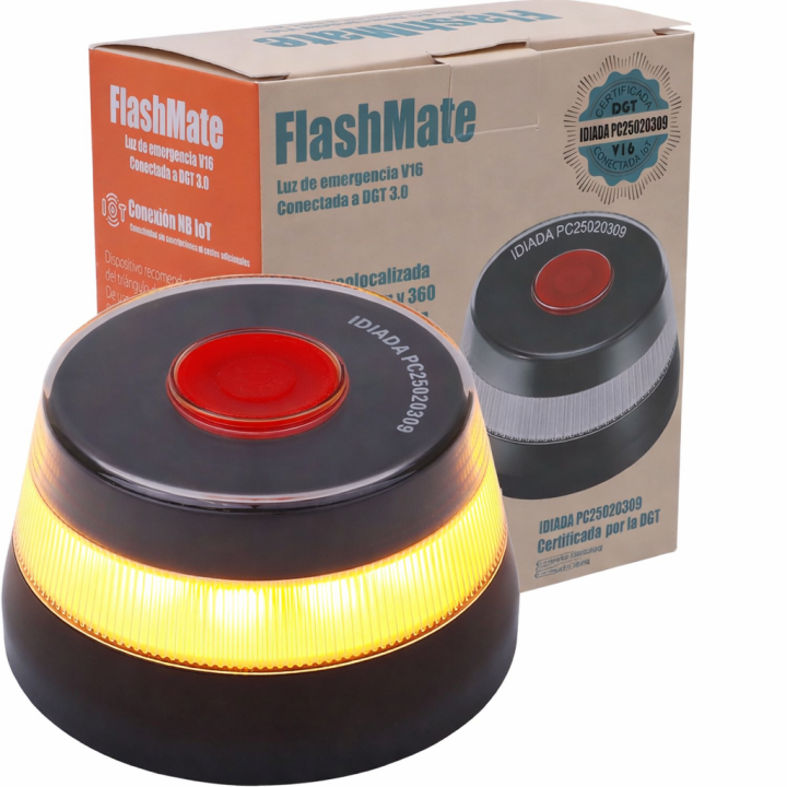 Luz de Emergencia para Coche Aogled Homologada por la DGT, con SIM y Datos Pagados Hasta 2038, Baliza V16 Homologada por la DGT con Geolocalizador, Obligatoria a partir de Enero de 2026, Luz V16 con Geolocalización 3.0, Homologada por la DGT, Pila 6LR61 I
