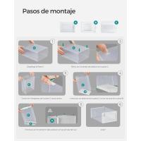 Cajas de Zapatos de Plástico Juego de 18 Organizadores Plegable, Apilable, Transparente, Blanco - details 6