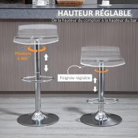Juego de Taburetes de Bar Temporal Asiento Acrílico y Base de Metal, Giratorio 360°, Altura Ajustable con Reposapiés, Transparente - details 4
