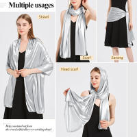 Mantón Mujer Fiesta Seda Boda Pashmina Bufanda Elegante Pañuelo Vestido Ceremonia Vida Nocturna 200x70cm - details 3