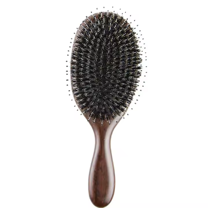 Peine fino de sándalo Natural, cepillo antiestático para el cuidado de la cabeza, cerdas de jabalí salvaje, cepillo para el cabello, peine para el cabello de sándalo verde - 1