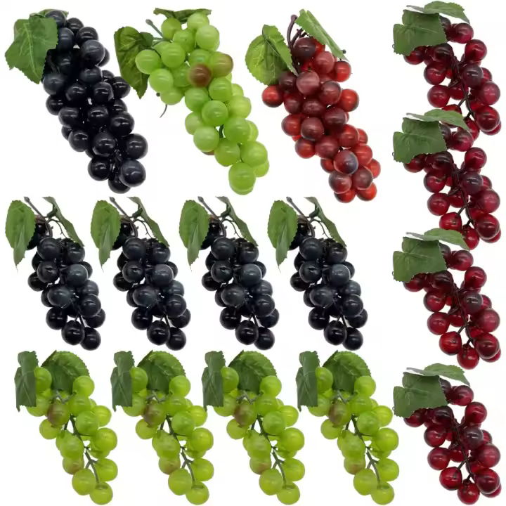 15 Pz Decoración de Plástico Uvas Artificiales Decorativas Simulación Uvas para Bodas, Interiores, Exteriores, Fiestas, Jardín - 1