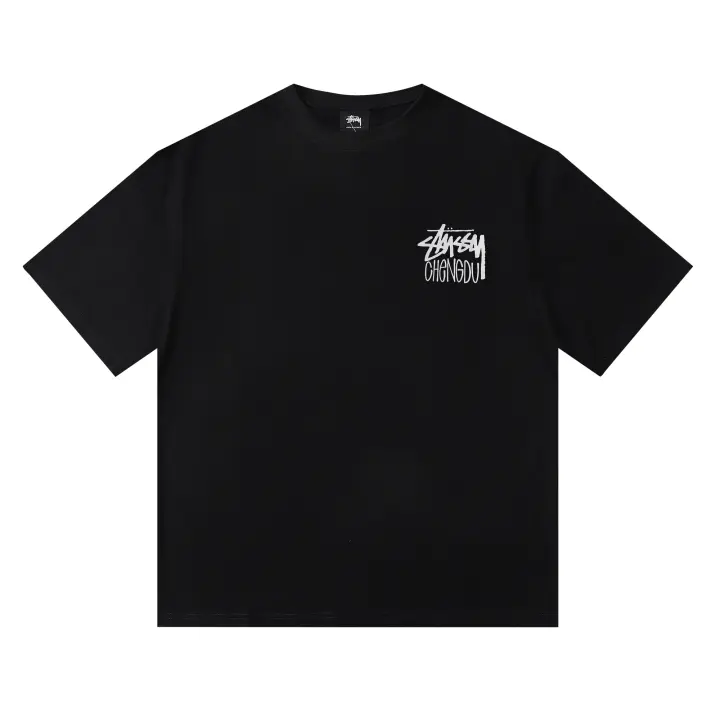 2025 Camisas casuales básicas de moda de verano, camisetas holgadas de algodón puro para hombres y nuevas camisas de manga corta para parejas con estampados de logotipos en la parte delantera - 1