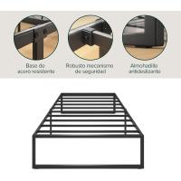 Cama 135x190 cm - Altura 36 cm con almacenamiento debajo de la cama - Estructura de cama de plataforma de metal - Blanco - details 20