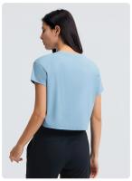Blusa holgada sin costuras para mujer, Top corto de manga corta para Yoga, correr, Fitness, gimnasio, secado rápido - details 14