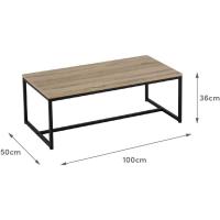 Mesa de Balcón Baja de Sofá Natural y Negro 100x36x50 CM Ideal para Salón, Comedor, Oficina - details 2
