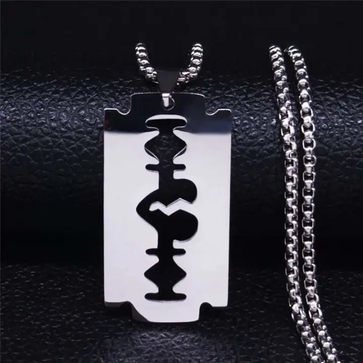 Colgante de Afeitadora Gótica de Acero Inoxidable Cadena de Hombre Negro Grunge y2k Emo - 1