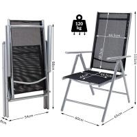 2X Sillas de Jardín Plegables Antracita Asiento Ligero Aluminio Silla Reclinable 8 Posiciones hasta 120Kg - details 11
