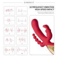 Vibrador de conejo consolador 2 en 1 para estimulación del clítoris del punto G, estimulador del clítoris de silicona con 10 modos de vibración juguete sexual - details 5