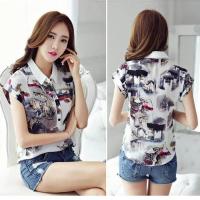 Blusas de Gasa Estilo Primavera-Verano para Mujer Camisa Informal de Manga Corta con Cuello Vuelto - details 4