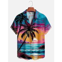 Camisa informal hawaiana, diseño de puesta de sol para hombre, ropa de playa de manga corta 3D divertida para mujer, camisa nueva con gran descuento RAL Y2K Tops 4XL - details 4