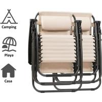 Sillas de Exterior Plegables y Reclinables Unidades de 2 Acero Ligero Perfecto para Jardín, Playa, Piscina, Terraza Marrón - details 4