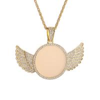 Colgante conmemorativo con foto de espejo de alas de Ángel con incrustaciones de cristal de hielo, collar de circonia, joyería de moda para parejas, regalo de cumpleaños - details 5