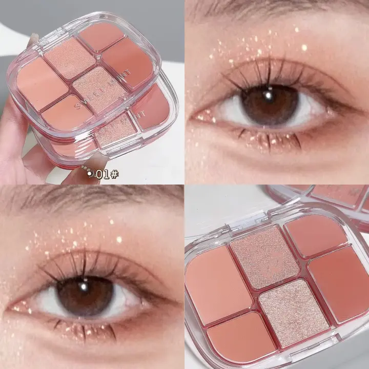Placa de Sombras de Ojos Mate Perlado 6 Colores, Mata Suave y Cremosa para Maquillaje Diario - 1