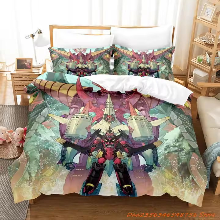 Juego de Ropa de Cama Tengen Toppa Gurren Lagann Conjunto de Dormitorio de Anime de Dibujos Animados para Adultos y Niños Cubierta de Edredón de Mecha 3D Fresh - 1