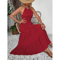 Elegante Vestido Rojo de Cintura Alta y Sin Espalda Estilo Retro Italiano 2025 - details 3