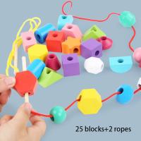 Juego de rompecabezas con forma geométrica de madera, bloques de construcción Montessori, decoración, enhebrado - details 6