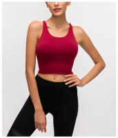 SHINBENE Sexy Strappy Wireless Sports Bra Crop Tops Women Padded Push Up Longline Gym Yoga Bras Cotton Feel Workout Brassiere - details 26