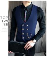 2025 último estilo doble botonadura hombres traje chaleco botón dorado Slim Fit Formal novio boda chaleco ropa de calle chaleco sin mangas chaqueta - details 8