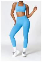 Conjunto de Yoga 2 Piezas Deporte para Mujeres Ropa de Gimnasio con Sujetador Deporte Mallas Cintura Alta Shorts Yoga Leggings Traje de Fitness Material Exterior de Nylon - details 17