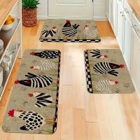 Alfombra de cocina de pollo de dibujos animados, alfombrilla de franela antideslizante lavable a máquina, adecuada para puerta de pasillo y cocina, 1 unidad - details 0