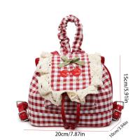 Mochila multifuncional de estilo coreano con encaje a cuadros, mochila de viaje con cerezas, bolso para libros, bolso de hombro con lazo de gran capacidad para verano - details 0