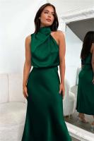 Elegante Vestido de Satén de Seda de Verano de Alta Gama Vestido Largo Sin Mangas para Mujeres - details 38