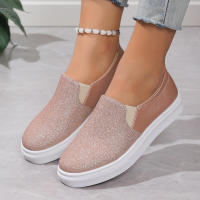 Mocasines de lentejuelas doradas brillantes, zapatillas de deporte de cuero Pu con plataforma sin cordones, zapatos planos informales antideslizantes para mujer, otoño, 2024 - details 11