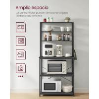 EstanterÍa de Cocina, EstanterÍa de PanaderÍa, 6 Estantes y 6 Ganchos, para Microondas, Marco de Acero, Industrial, 40 x 80 x 167 cm, MarrÓn RÚstico y Negro - details 21