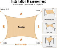 Toldo Vela de Sombra Rectangular, 95% de Protección UV, de Densidad para Patio, Jardín, Pérgola, Terraza Exterior, Color Arena - details 3