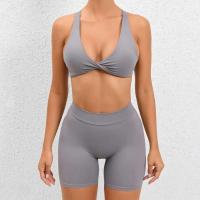 Conjunto de pantalones cortos cruzados sin espalda para mujer, ropa deportiva de 2 piezas, ropa de entrenamiento PIESS, ropa deportiva - details 1