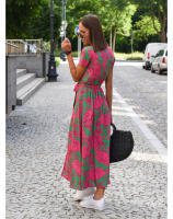 Vestido Mujer verano ，Vacaciones en la playa profundas V Recibir Manga corta Falda Casual de flores Bohemia - details 4