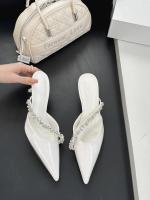 Sandalias de Cadena de Diamantes de Imitación Altas Puntiagudas Estilo Tacón Niche para Mujeres - details 11
