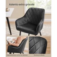Silla de Cocina, Sillón de Terciopelo, Silla Tapizada con Reposabrazos, Carga Máx. de 120 kg, Patas - details 1