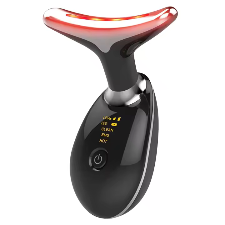 Masajeador facial 7 en 1 para estiramiento de la piel, antiarrugas, antienvejecimiento, color negro brillante, 1 piezas - 1