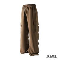 Pantalones casuales de secado rápido, pantalones de cintura elástica rectos sólidos plisados ​​con bolsillo lateral a la moda para hombres, pantalones sueltos de seda de hielo para uso diario - details 14