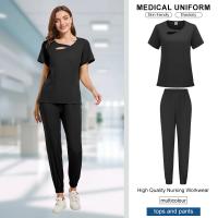 Ropa de trabajo de belleza para mujer, uniforme de enfermeras médicas, conjunto de bata quirúrgica, pantalones superiores de Spa, ropa de cuidador clínico, uniformes de enfermería, traje para correr - details 19