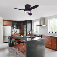 [1 año de garantía] TOMAX Nuevo ventilador inversor Luz Regulación de velocidad de tres velocidades Sala de estar y comedor simple y moderna Luz de ventilador de techo integrada Diseño silencioso Rgb Colorido Color que cambia Control remoto Modelo Ventas - details 5