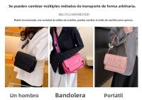 Bolso sencillo con estilo de oso español para mujer, bolso de hombro tipo bandolera versátil a la moda de seda color melocotón - details 9