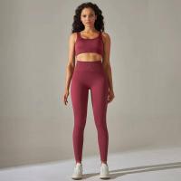 Conjunto de yoga acanalado sin costuras para mujer, ropa de gimnasio, sujetador con elevación, leggings, top de entrenamiento, chándal deportivo, 2 piezas - details 7