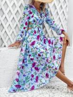 Vestido bohemio de manga larga para mujer, elegante cuello en V para vacaciones, 2025 - details 19