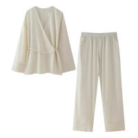 Conjunto de moda para mujer, camisetas holgadas con cordones y pantalones elásticos de cintura alta - details 3