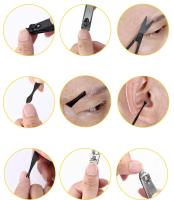 Juego de Herramientas de pedicura, 8 piezas, portátil, cortador de uñas de acero inoxidable y tijeras de pedicura - details 5