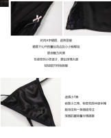 Satén sedoso jacquard encaje sexy puro halter dividido camisón bata conjunto de hogar para mujer - details 3