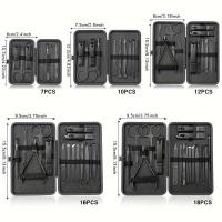 Manicura de Acero Inoxidable 7/10/16/18 Uds., Kit de Pedicura, Tijeras, Cortaúñas, Kit de Herramientas de Inodoro con Estuche Life - details 5