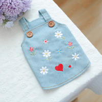 Ropa De Mascota 1PC Primavera Otoño Falda De Denim Con Flores Y Suspensión Para Perros De Tamaño Pequeño Y Medio - details 14